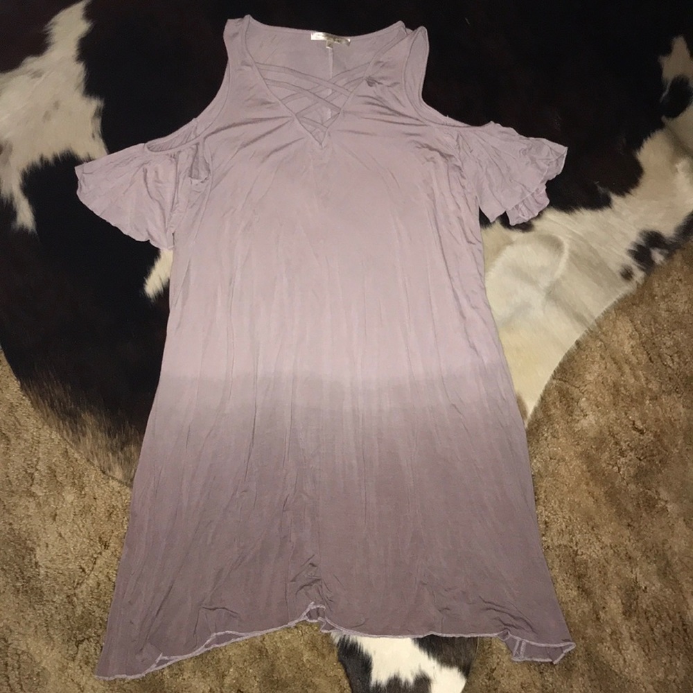 Criss cross front cold shoulder dress